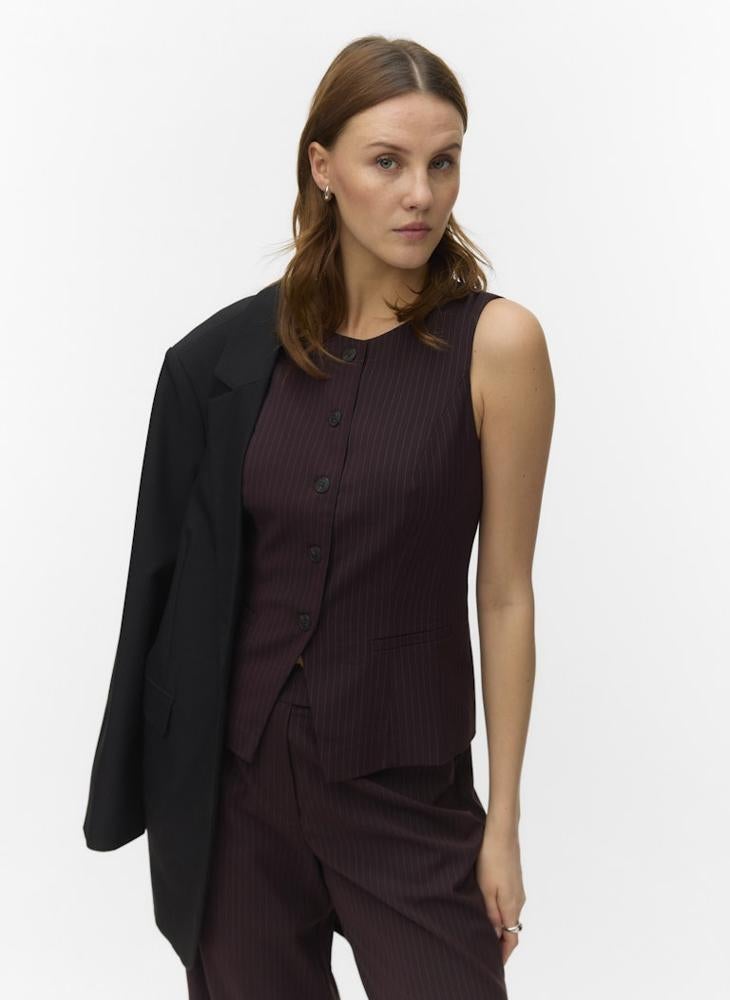 VERO MODA Riva Pinstripe Single Breasted Waistcoat - Image 1