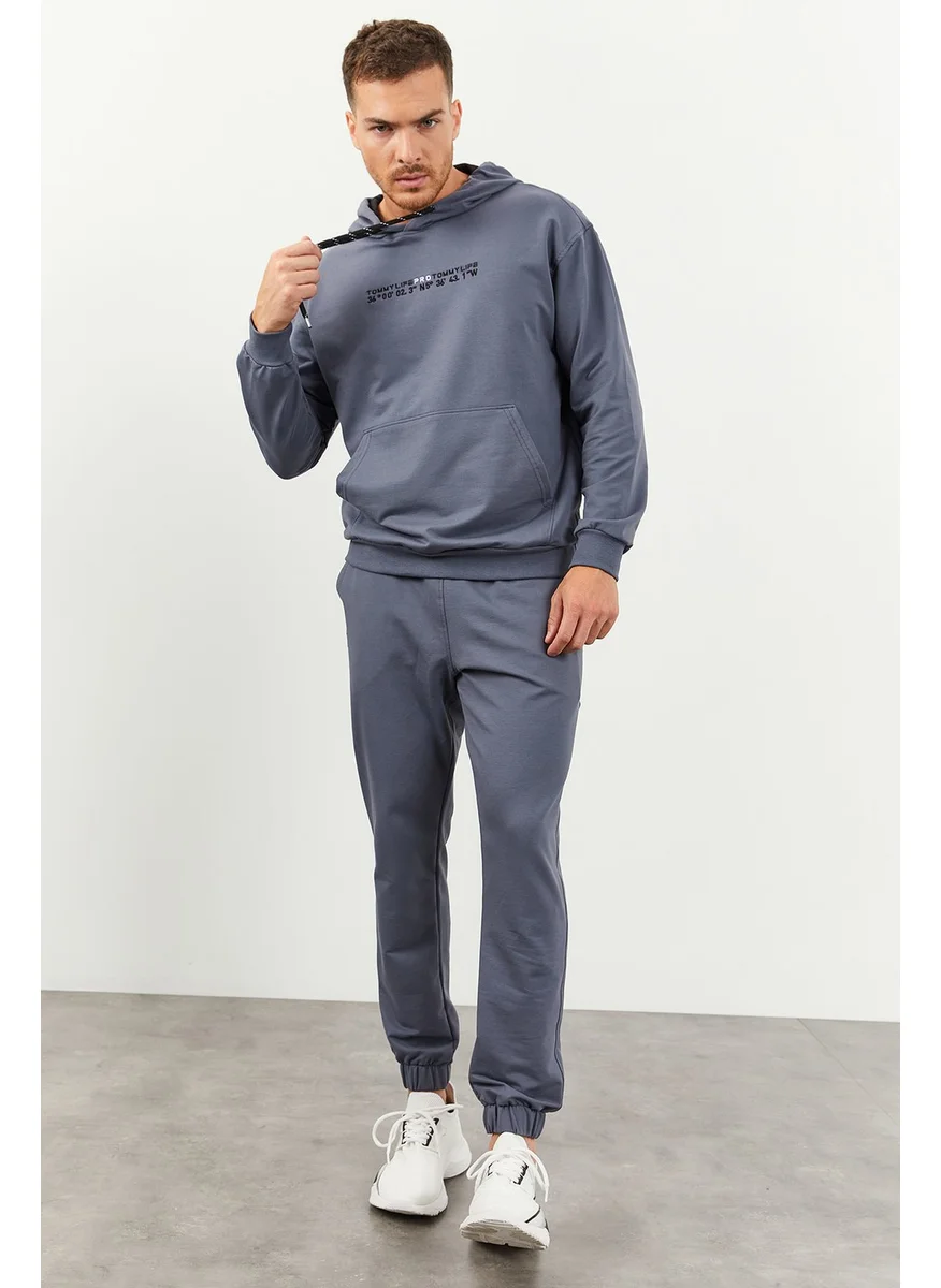 تومي لايف Petrol Men's Hooded Kangaroo Pocket Oversize Elastic Leg Tracksuit - 85117
