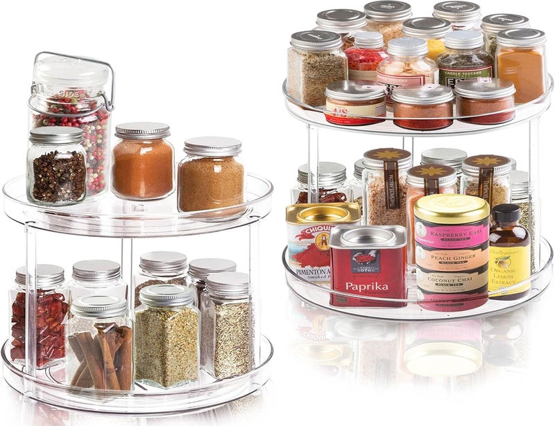 Adoco 2 Tier Lazy Susan Bathroom Organizer, 9.25Inch Clear 360 Rotating Makeup Organizer for Vanity, Skincare Organizers Perfume Organizer, Spice Rack Organizer for Cabinet- Home Organization and Storage - Image 5