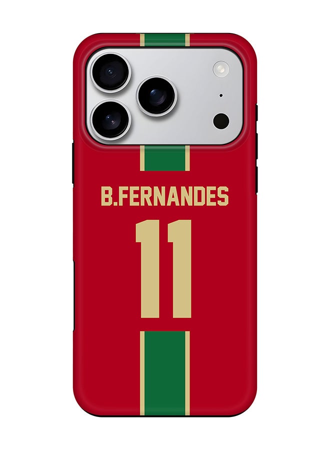 Stylizedd Tough Pro Magnetic Case for iPhone 17 Pro, Dual Layer hybrid PC + TPU Mobile Cover Matte - Football  Portugal, B.Fernandes