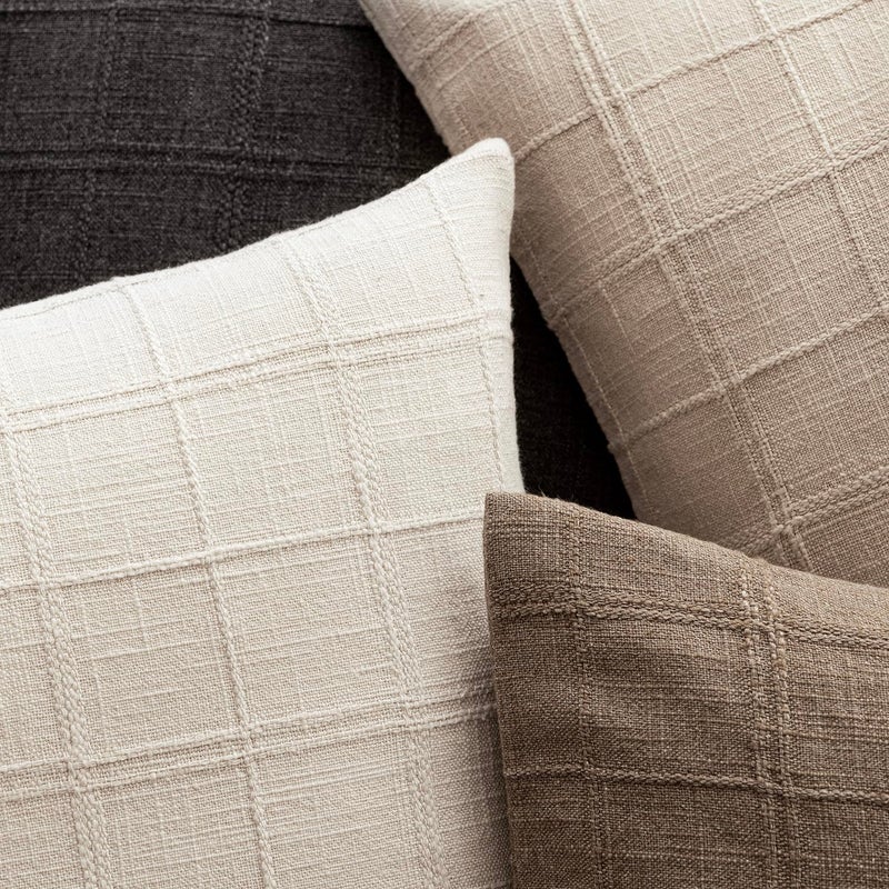 Foindtower Set of 2 Decorative Linen Check Throw Pillow Covers Neutral Farmhouse Lumbar Cushion Covers Modern Boho Home Decor for Sofa Chair Couch Bedroom Living Room,12Ã—24 Inch,Natural Beige - Image 4