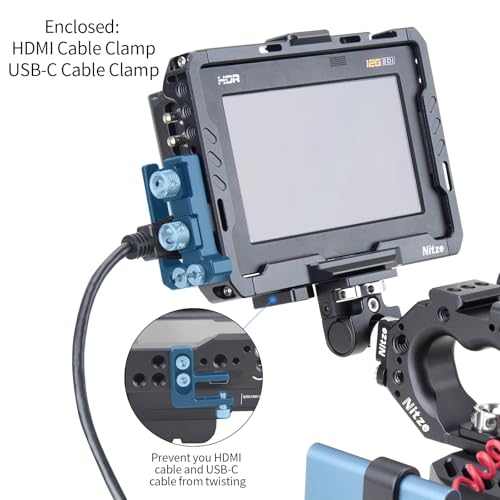 Nitze Monitor Cage for Blackmagic Video Assist 5" 12G / 3G, with HDMI and USB-C Cable Clamps - JT-B01A - Image 4