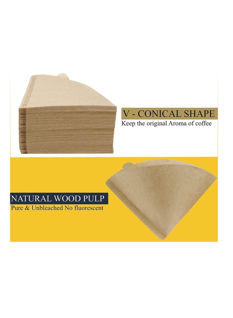 ميبرو مجموعة تقطير ادوات آلة القهوة المختصة V60 تحتوي على 5 قطع صب فوق القهوة بالتنقيط والتقطير - Image 4