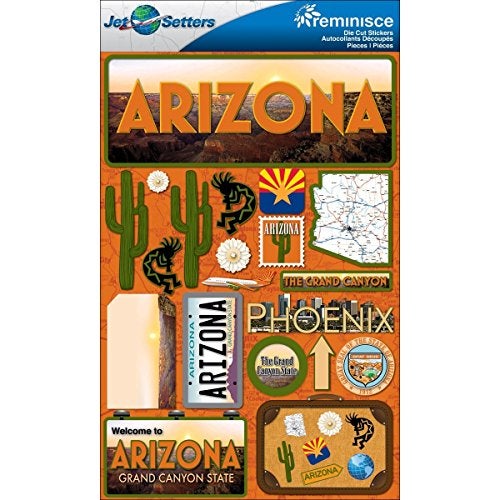 Reminisce Jet Setters State Dimensional Stickers 4.5"X7.5"-Arizona -JST00-2 - Image 1