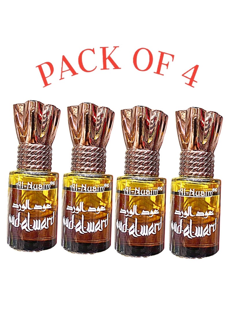 Al Nuaim Al-Nuaim Tohfa Series Oud Al Ward Attar Roll-On 6ml (Pack of 4) | Alcohol-Free Unisex Concentrated Perfume Oil | Long Lasting Oud & Floral Fragrance for Men & Women | Pocket Size Ittar - Image 1