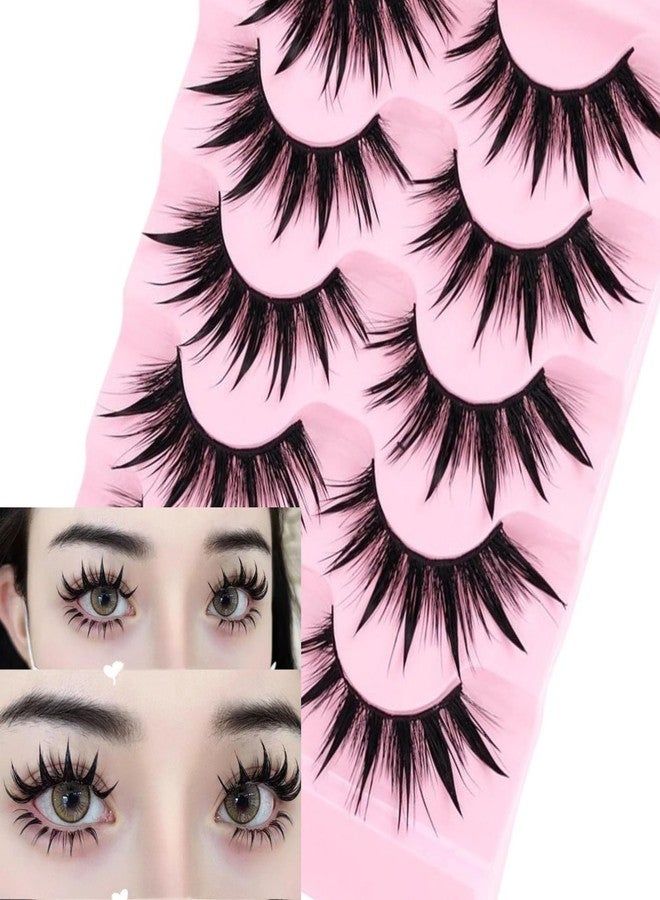 beyonday 5 Pairs Thai Style Spiky Lashes 3D Wet Look Long Manga Lashes Cosplay Anime Lashes Japanese Makeup 3D Little Devil Dramatic Beauty Eye Lash for Halloween Masquerade Party - Image 4