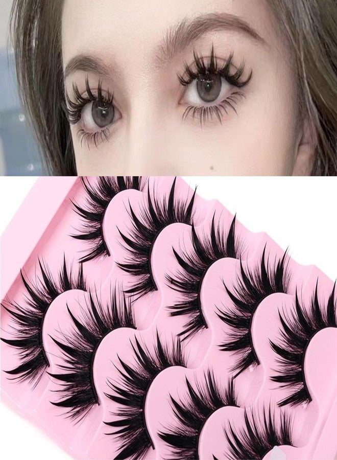 beyonday 5 Pairs Thai Style Spiky Lashes 3D Wet Look Long Manga Lashes Cosplay Anime Lashes Japanese Makeup 3D Little Devil Dramatic Beauty Eye Lash for Halloween Masquerade Party - Image 1