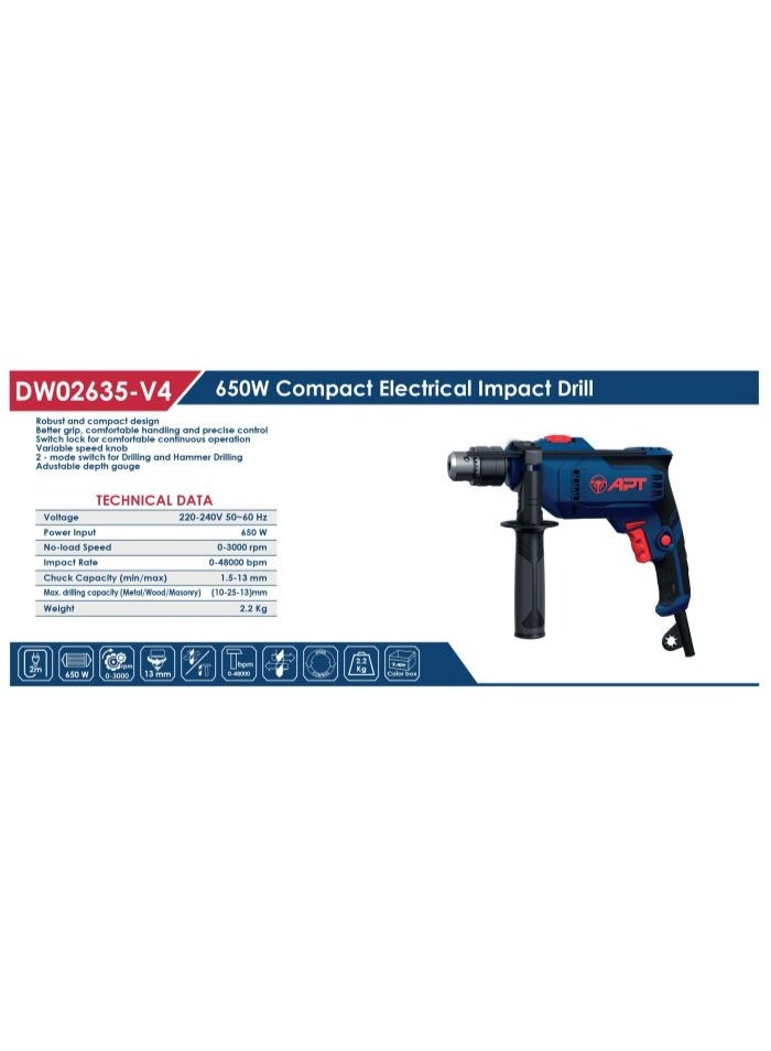Apt 13mm 650W Hammer Drill - Image 3
