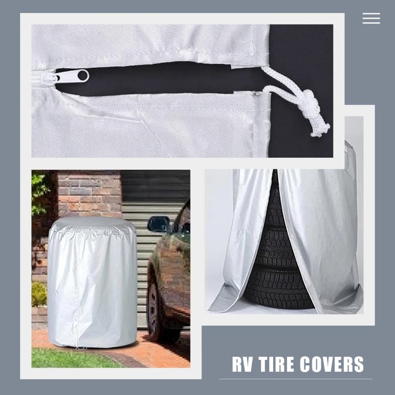 Car Tire Cover 73x110cm Zipper, UV Sun and Snow Resistant Spare Wheel Protector for SUV Truck Trailer Rv, Heavy-Duty Weatherproof Tire Covers for Vehicle Wheels - Image 3