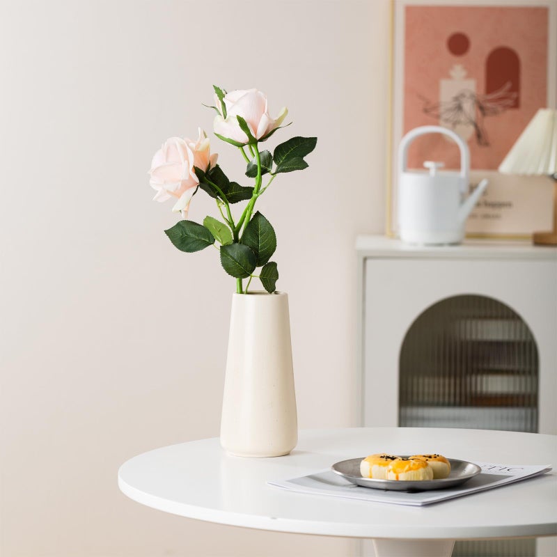 HUBUISH Beige Ceramic Vase - 8 Neutral Vase Home Decor  Boho Off White vase  Cream vases for Flower  Minimalist Modern Ivory Vases for Centerpieces  Room Decor  Living Room  Bedroom - Image 3