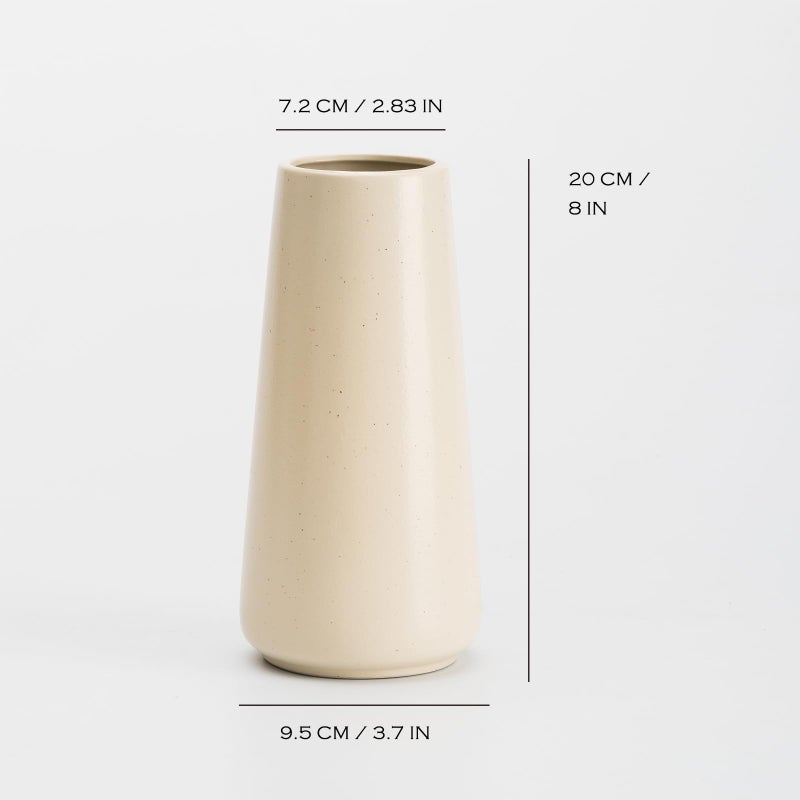 HUBUISH Beige Ceramic Vase - 8 Neutral Vase Home Decor  Boho Off White vase  Cream vases for Flower  Minimalist Modern Ivory Vases for Centerpieces  Room Decor  Living Room  Bedroom - Image 2