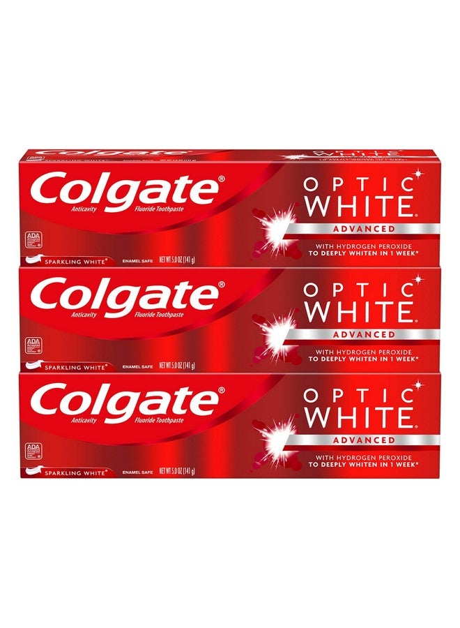 كولجيت معجون أسنان كولجيت أوبتيك وايت لتبييض الأسنان، بياض لامع - 5 أونصة (عبوة من 3 قطع) - Image 1