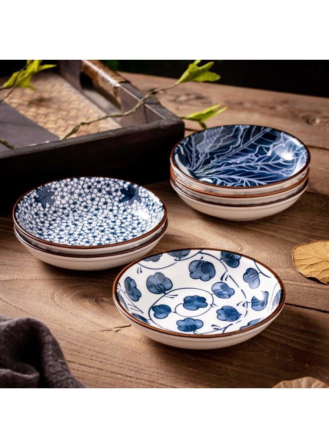Swuut Japanese Style Ceramic Dipping Bowls,4 Inch Side Dishes Sauce Dishes for Sushi,Sauce,Snack and Soy,3 Oz Blue and White Pinch Bowls for Kitchen Prep - Set of 6(4 inch) - Image 5