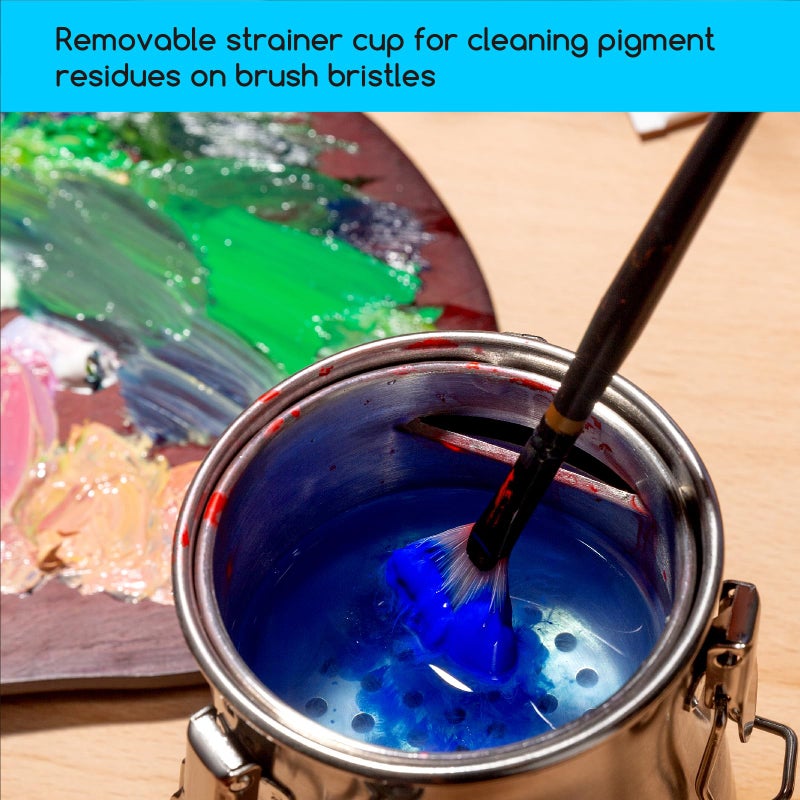 MEEDEN Portable Paint Brush Washer: Stainless Steel Artist Brush Cleaner for Oil & Acrylic Painting - Medium - Image 5