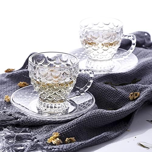 bellemax Clear Classic Glass Tea Coffee Cup and Saucer Set for Espresso Cappuccino hot Chocolate Green Tea and More 6 Cups and 6 Saucers Set of 66 Cup 6 Saucer - Image 5