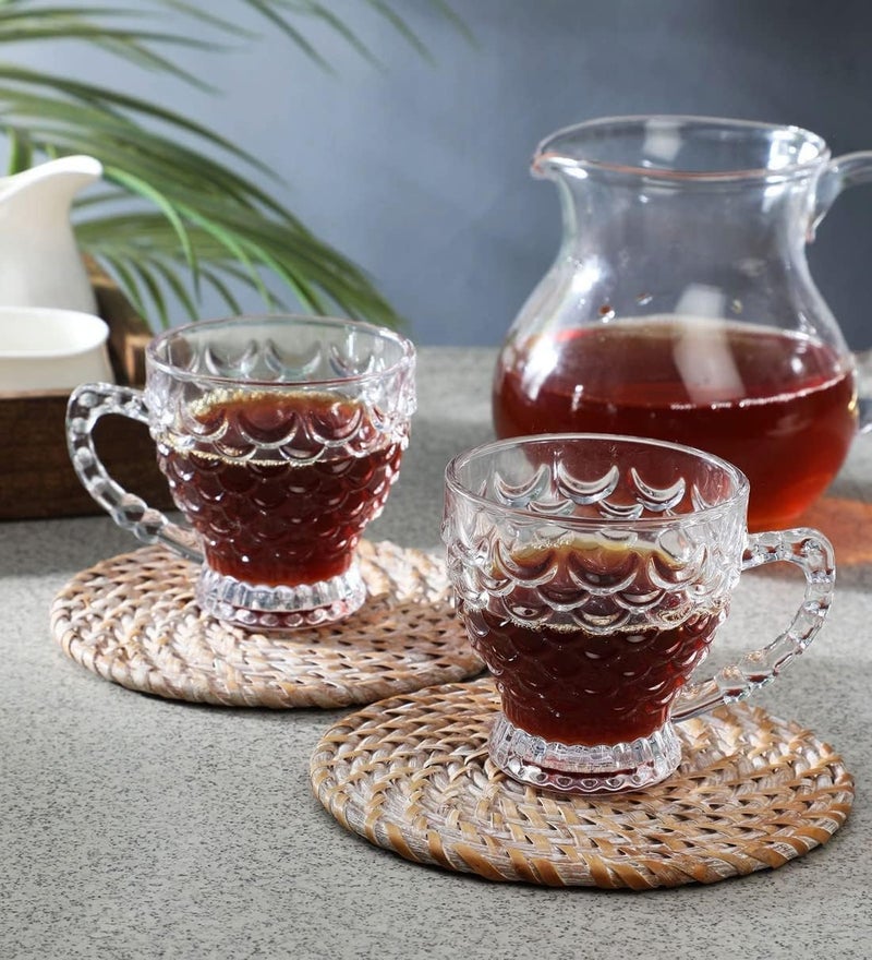 bellemax Clear Classic Glass Tea Coffee Cup and Saucer Set for Espresso Cappuccino hot Chocolate Green Tea and More 6 Cups and 6 Saucers Set of 66 Cup 6 Saucer - Image 4