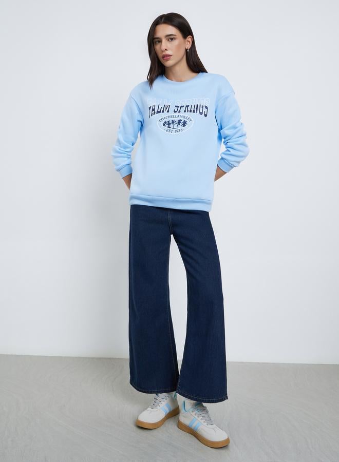 Take Two Blue Palm Springs Graphic Regular Sweatshirt - Image 2