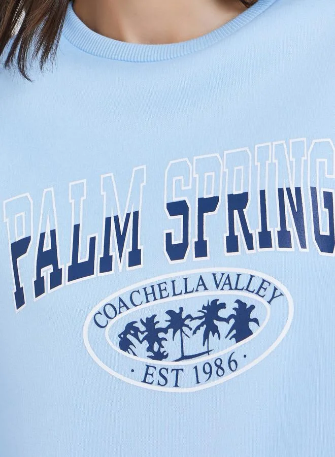Take Two  Take Two Blue Palm Springs Graphic Regular Sweatshirt for Women | Best Price UAE
