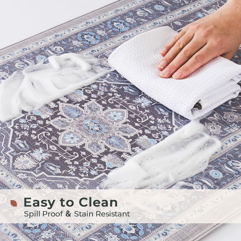 Fresh Mint Anti Fatigue Kitchen Mats Set 2 PCS, Waterproof & Non-Skid Medallion Kitchen Rugs, Cushioned Kitchen Floor Mats for Standing Washable Comfort Kitchen Runners for Lanudry, Office, Sink - Image 4