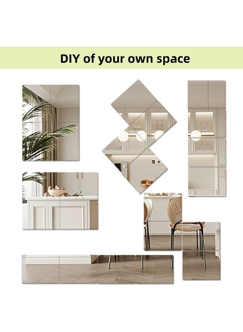 HD Acrylic Wall Mirror Tiles 4pcs – Full Body Stick-On Mirrors 30×20cm, Shatterproof Self-Adhesive Mirror Sheets for Home Decor, Makeup, Gym & Hallway - Image 3