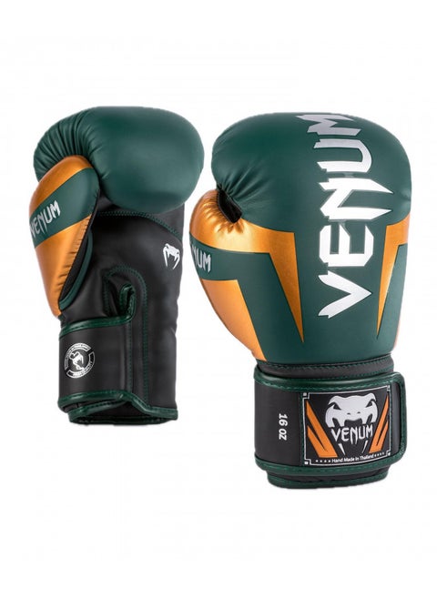 Venum Elite Boxing Gloves - Green/Bronze/Silver - 12oz