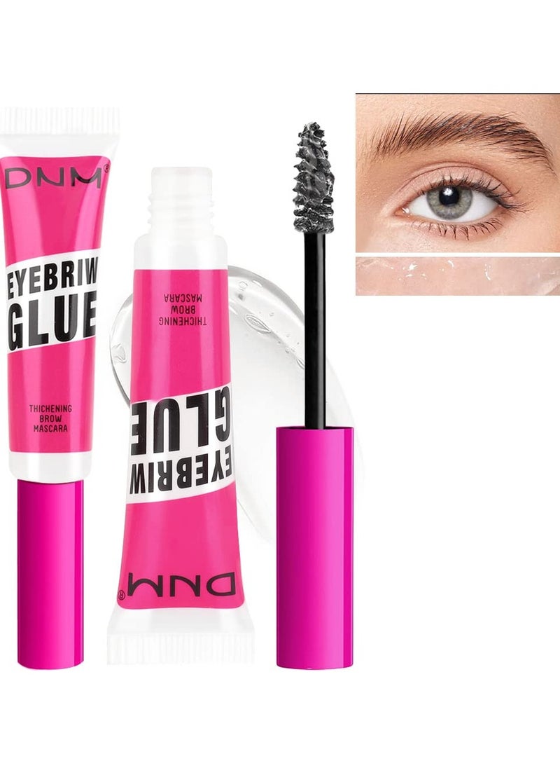 Excefore Tinted Thickening Brow Mascara,Brow Fast Sculpt,Waterproof, Transfer-proof, Brush to Fill in Eyebrows and Cover Gray Hairs, Cruelty Free, Light Medium Brown, 2 Pack(09 transparent brow glue)  - Image 1