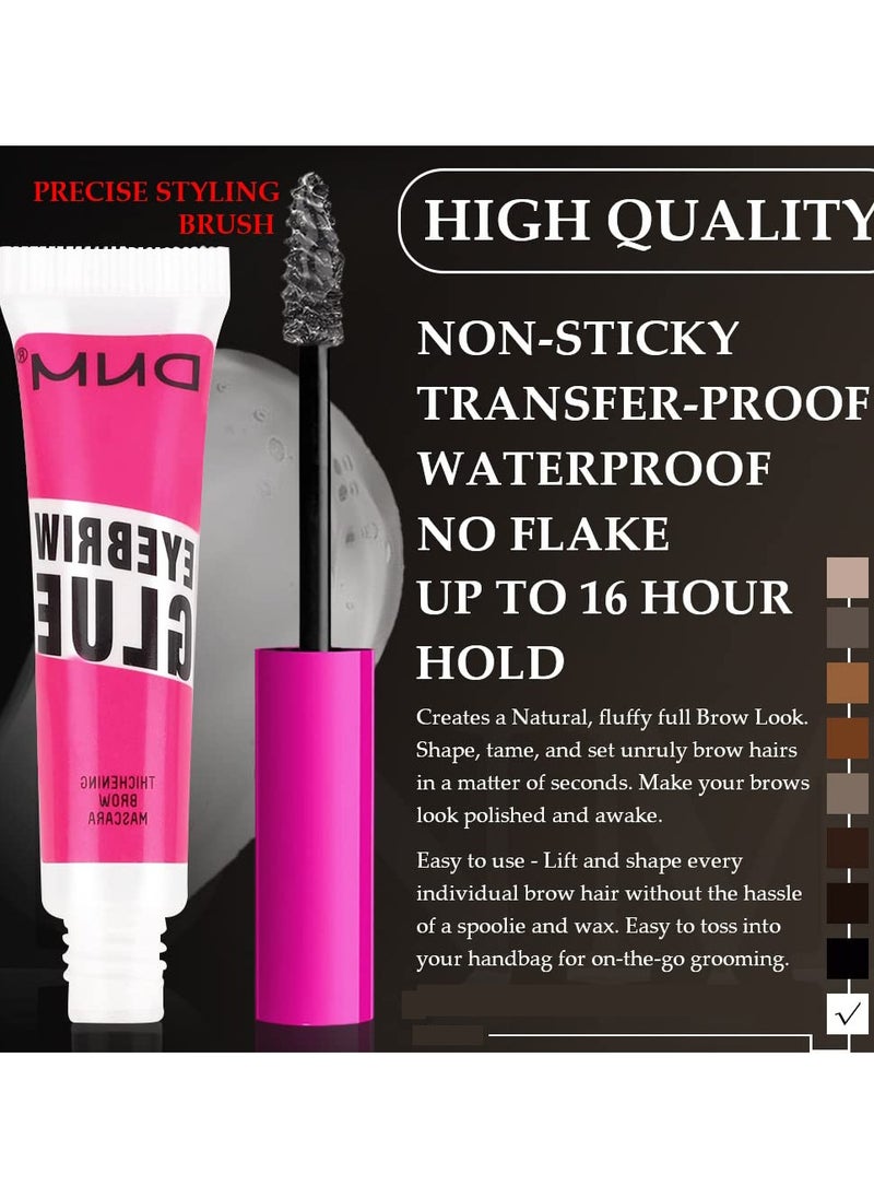 Excefore Tinted Thickening Brow Mascara,Brow Fast Sculpt,Waterproof, Transfer-proof, Brush to Fill in Eyebrows and Cover Gray Hairs, Cruelty Free, Light Medium Brown, 2 Pack(09 transparent brow glue)  - Image 2