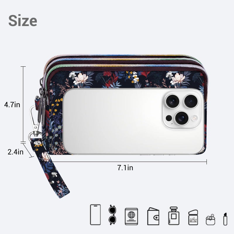 YINHEXI Wristlet Wallets for Women, Large Capacity Quilted Travel Bag Wallet with Strap, 3 Zippers Cell Phone Bag Purse (YA-013) - Image 3