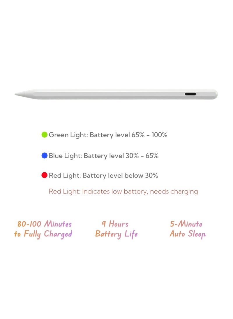 LumsAura Magnetic Stylus Pen for iPad – Magnetic Charging, Real-Time Battery Display, Type-C Fast Charging, Palm Rejection, Long Battery Life, and Auto Sleep Function  - Image 3