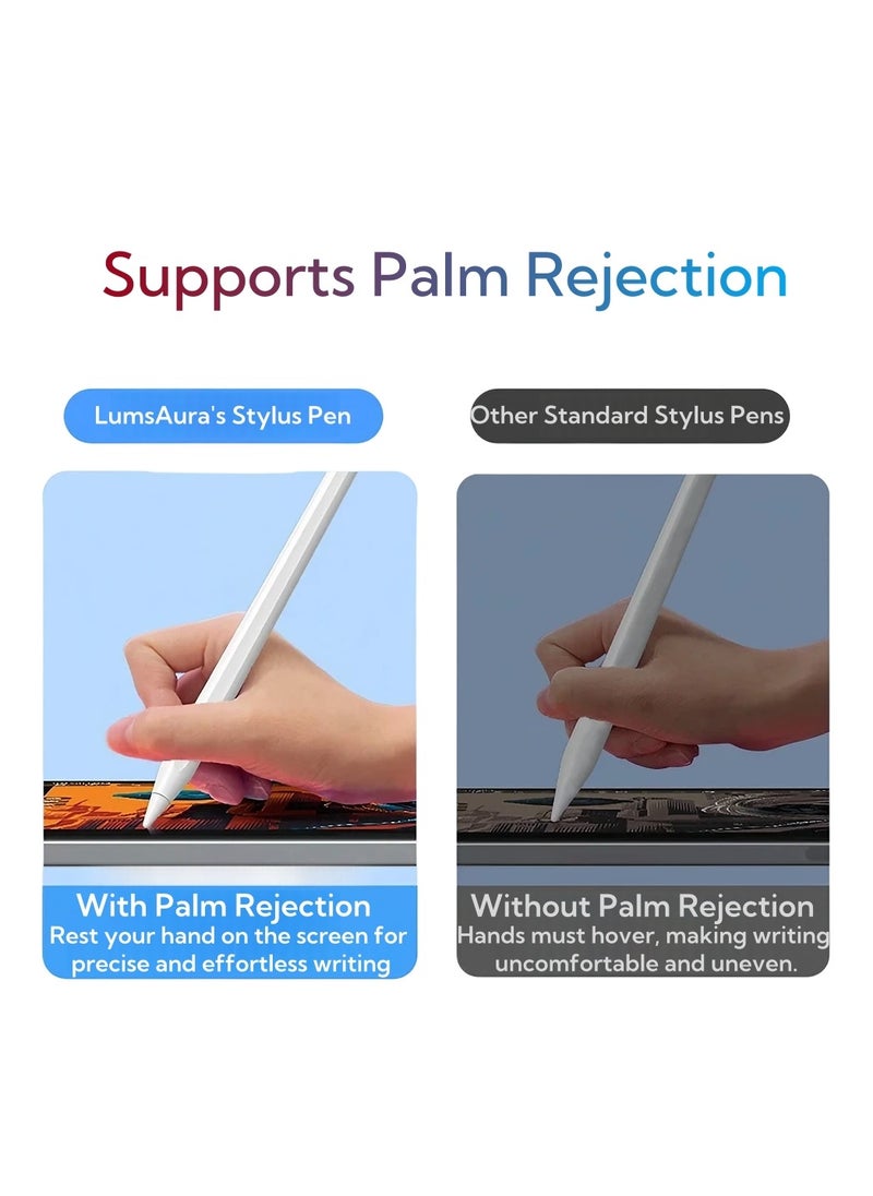 Magnetic Stylus Pen for iPad – Magnetic Charging, Real-Time Battery Display, Type-C Fast Charging, Palm Rejection, Long Battery Life, and Auto Sleep Function
