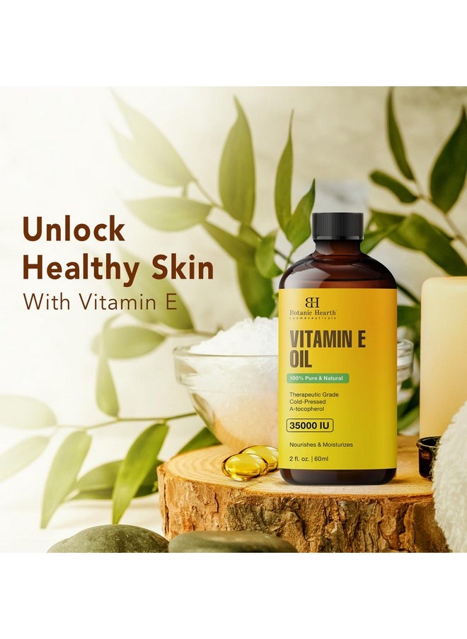 Botanic Hearth - Botanic Hearth Vitamin E Oil | 100% Pure and Natural oil for Growth of Nails, Hair, Eyebrows & Eyelashes | 35,000 IU | Hair & Body Oil with Eyebrow & Eyelash Brush| 2 Fl Oz Set of 2 - Image 1