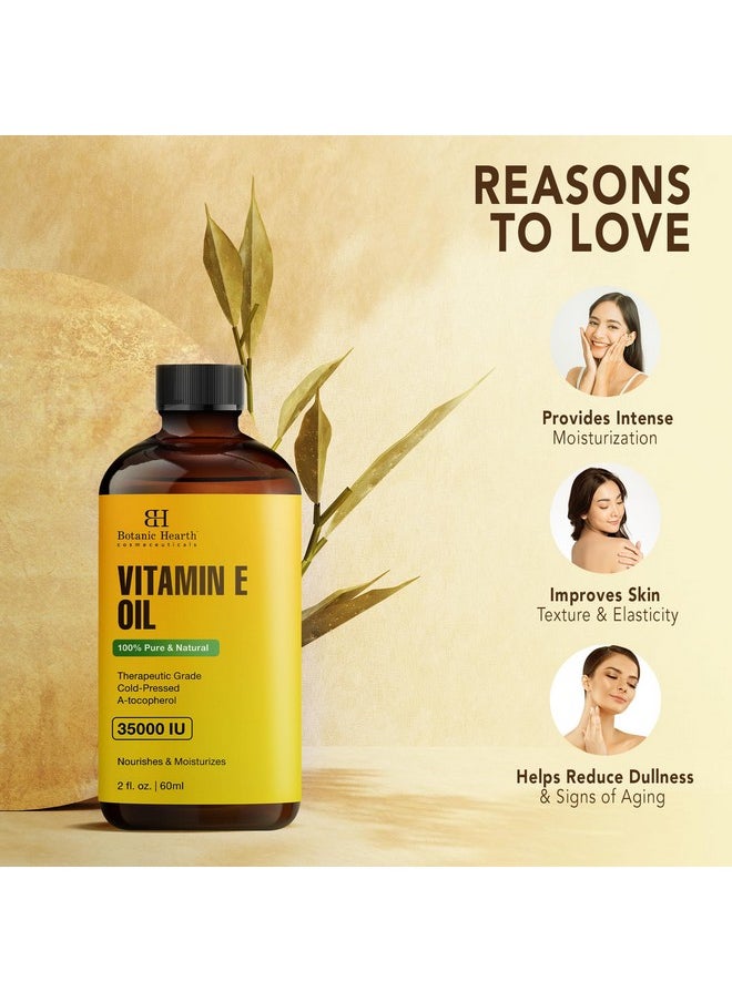 Botanic Hearth - Botanic Hearth Vitamin E Oil | 100% Pure and Natural oil for Growth of Nails, Hair, Eyebrows & Eyelashes | 35,000 IU | Hair & Body Oil with Eyebrow & Eyelash Brush| 2 Fl Oz Set of 2 - Image 1
