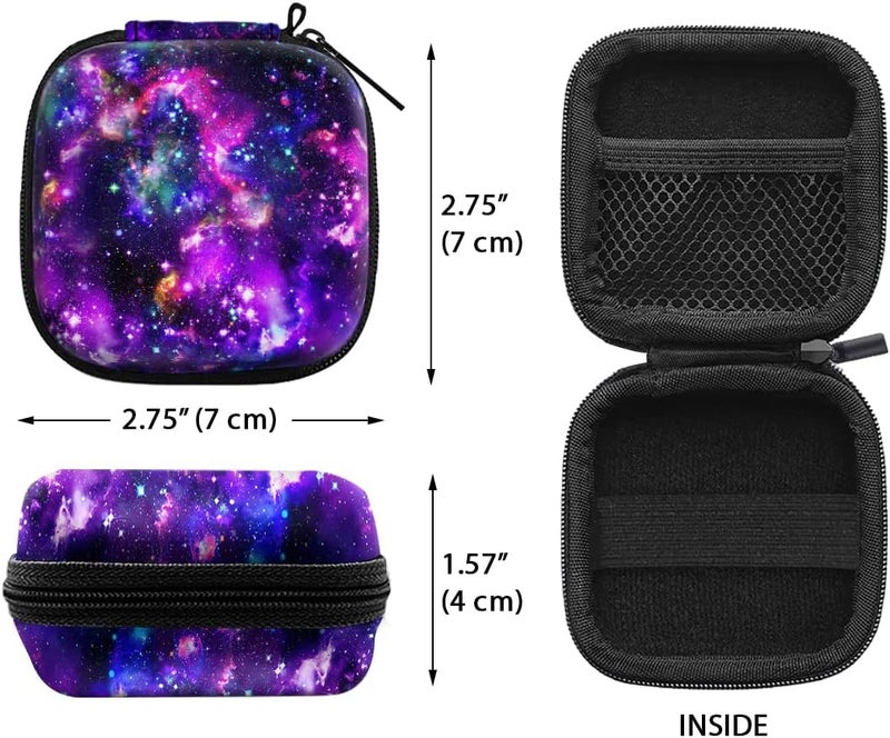 WIRESTER Portable Wireless Headphone Case, Earphone Storage Bag Carrying Case, Earbud Holder with Black Carabiner Compatibe with Apple Airpods - Purple Nebula Galaxy - Image 2