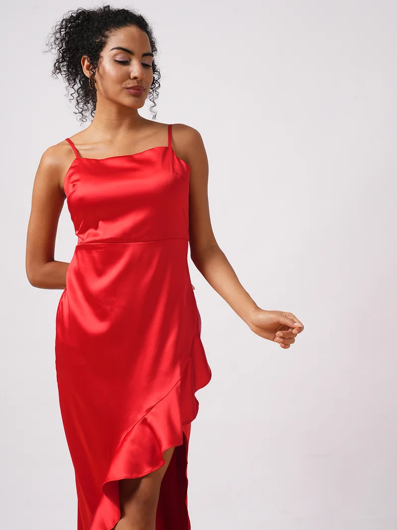 globus Women Shoulder Straps Ruffled Maxi Dress