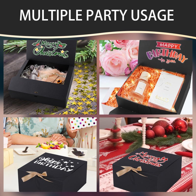 LWYMX 12 PCS Black Gift Boxes with Lidsï¼Œ9.8x7.8x3.9, Bridesmaid Proposal Box with Ribbon, Gift Boxes for Wedding, Christmas, Valentine's Day,Birthday,Baby Shower and the other Parties - Image 4