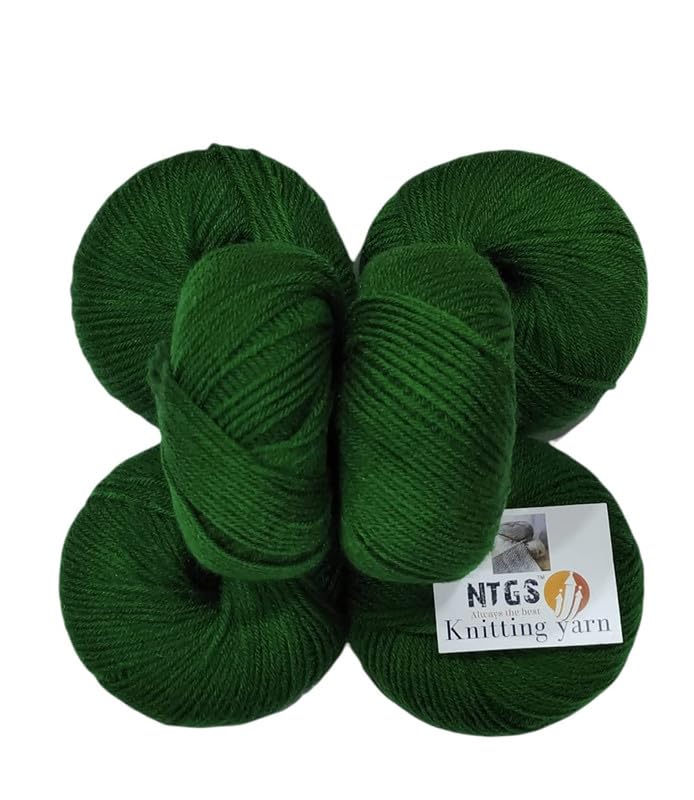 NTGS صوف ناعم للأطفال NTGS 100% أكريليك (أخضر داكن) (6 قطع) كرة صوف 4 خيوط للحياكة اليدوية / فنون الحرف اليدوية خيوط كروشيه ناعمة، خيوط حياكة ملونة ظل رقم 37 - Image 1