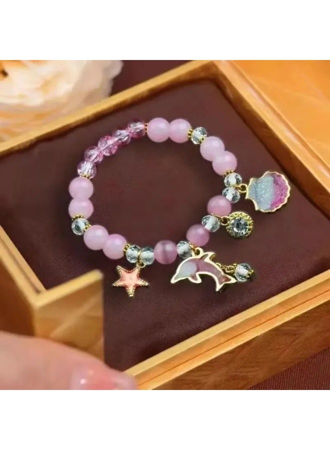 Goolsky Mixed Color Delicate Beaded Bracelet - Star and Dolphin Charms - Perfect for a Beach Vacation - Image 4