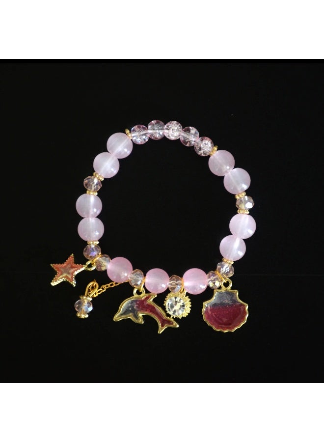 Goolsky Mixed Color Delicate Beaded Bracelet - Star and Dolphin Charms - Perfect for a Beach Vacation - Image 2