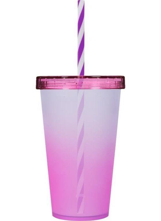 660 Cc Double Color Straw Cup Pink
