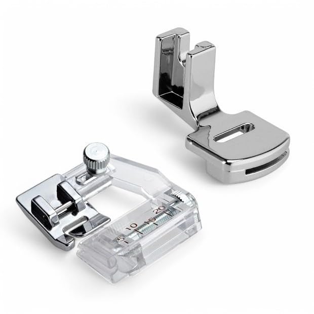 Zenith Bias Tape & Gathering Presser Foot Combo - Snap-On for Low Shank Machines | Fits Usha Janome, Brother, Singer | for Bias Binding, Ruffles & Pleats | (Bias Tape Foot & Gathering) - Image 1