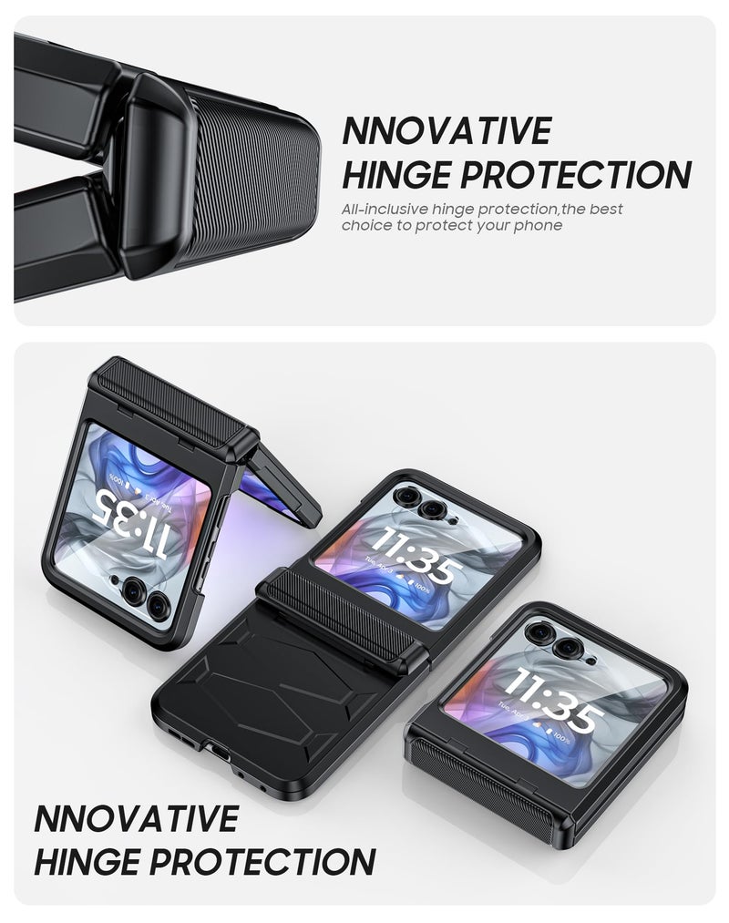 Vizvera for Motorola Razr 2025 Case with Hinge Cover,Built-in Screen Protector Shockproof All-Inclusive Smartphone Cover Wireless Charging for Motorola Razr 2025(Black) - Image 4