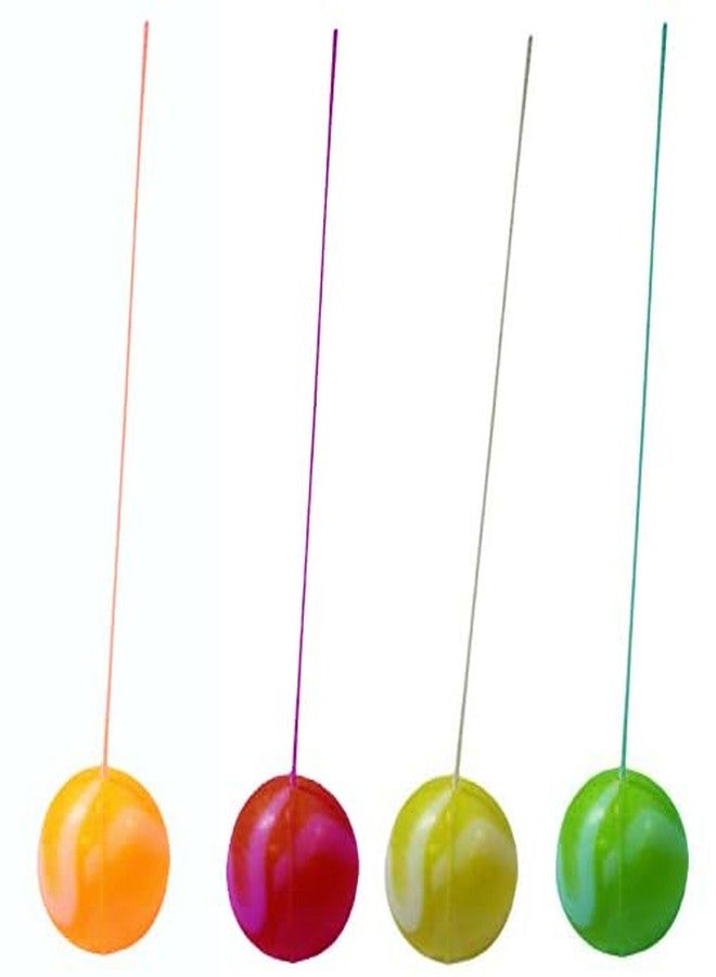 ARSDEWY 27mm High Bounce Balls with String for Kids | Colorful Plastic Toy Balls for Indoor & Outdoor Play | Return Ball Fun Game | Pack of 4 - Image 1