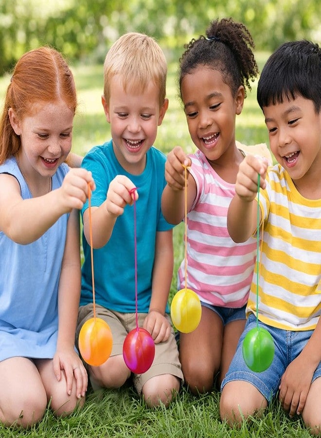 ARSDEWY 27mm High Bounce Balls with String for Kids | Colorful Plastic Toy Balls for Indoor & Outdoor Play | Return Ball Fun Game | Pack of 4 - Image 3