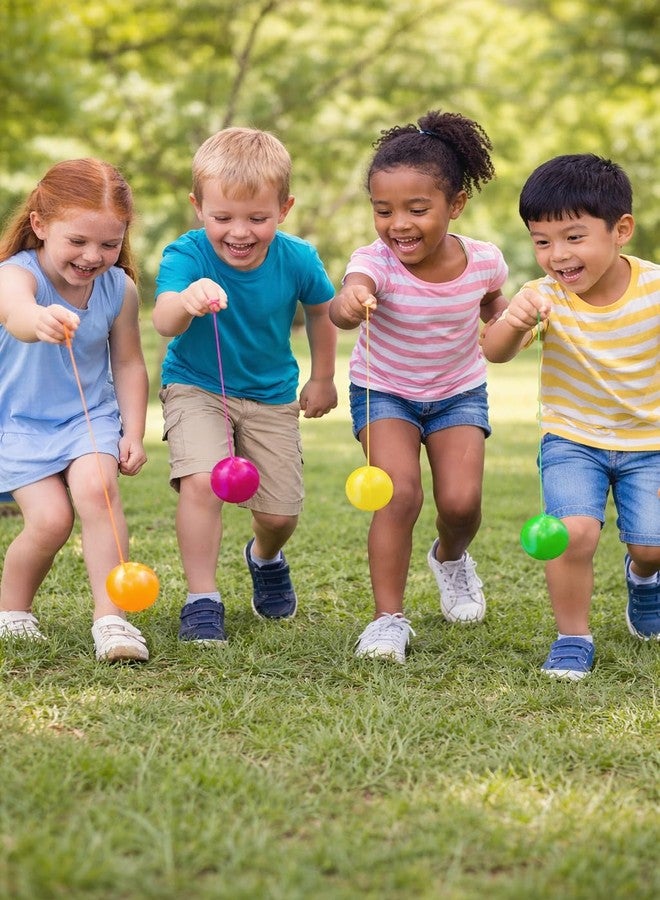 ARSDEWY 27mm High Bounce Balls with String for Kids | Colorful Plastic Toy Balls for Indoor & Outdoor Play | Return Ball Fun Game | Pack of 4 - Image 2