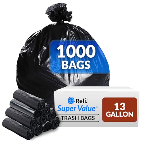 Reli. Reli 13 Gallon Trash Bags 1000 Bags Black Tall Kitchen Strong Garbage - Image 2