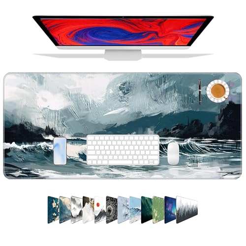 Galdas Gaming Mouse Pad XXL XL Large Long Extended Big Mousepad Non-Slip Rubber Keyboard Mouse Pad with Stitched Edges for Laptop Home Office (31.5x11.8x0.08 Inch) … (Ink Painting) - Image 1