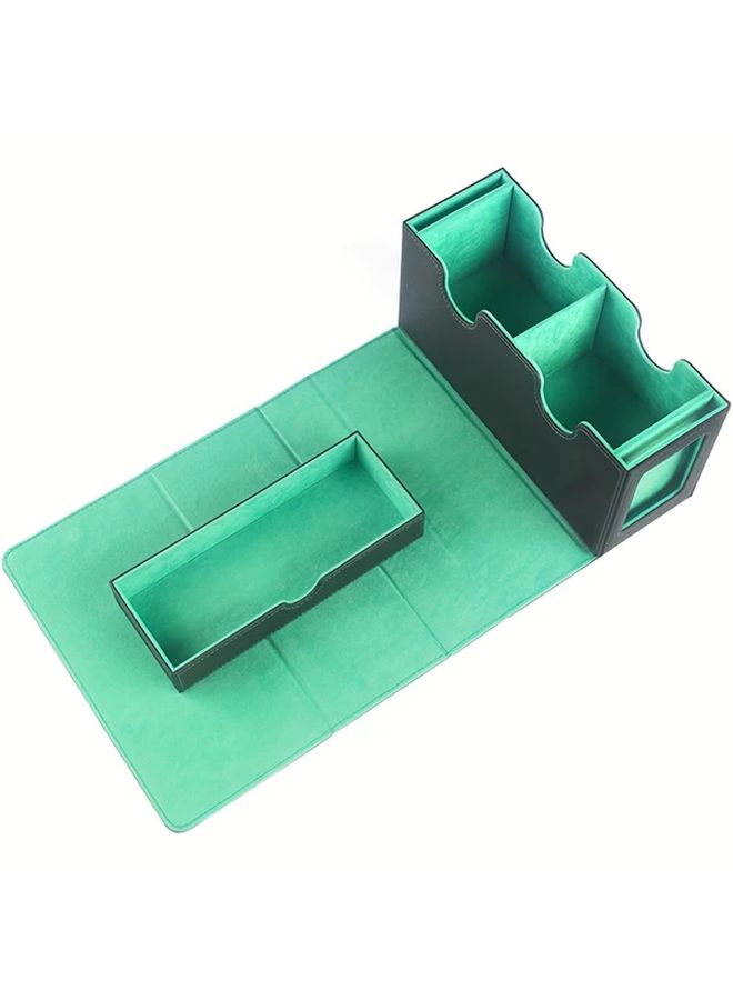 Premium Luxury Faux MTG Card Box With Magnetic Closure Deck Tray And Accessory Drawer Black Gray Suitable For Double Layer Cards - Image 5