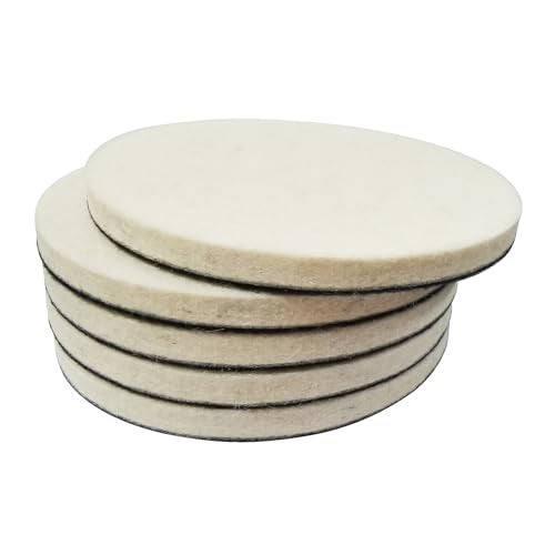 JUNLIXN 5 Inch Wool Felt Polishing Pads5Pcs Wool Buffing Wheels Polishing Pads Flocking Hook Loop Back for Random Orbital Sander - Image 1