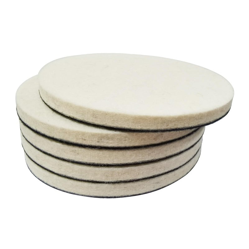 JUNLIXN 5 Inch Wool Felt Polishing Pads5Pcs Wool Buffing Wheels Polishing Pads Flocking Hook Loop Back for Random Orbital Sander - Image 3