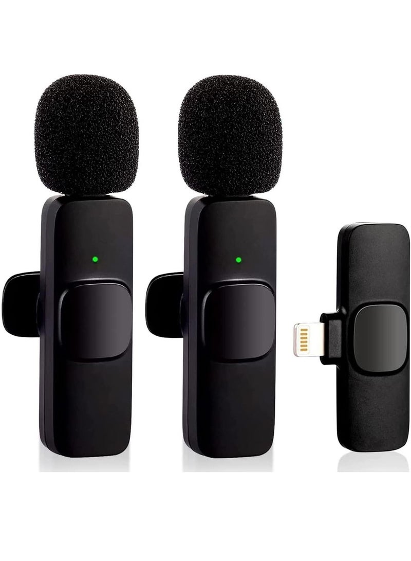 Wireless Microphone for iPhone iPad, Plug-Play Wireless Lavalier Mic with 2 Microphone for Phone Video Recording, Interview, Vlog, Auto Sync and Noise Reduction - Image 1